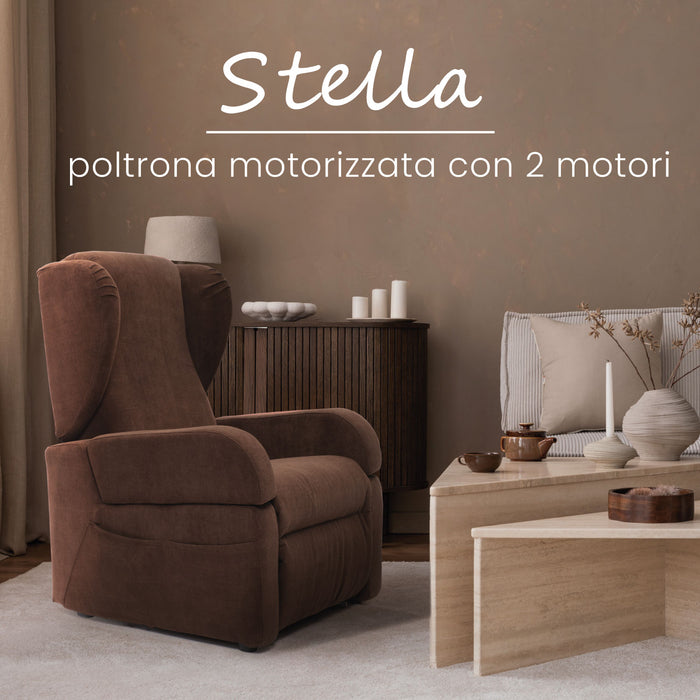 Poltrona Relax per Anziani Elettrica a 2 Motori con Braccioli Estraibili Marrone Azione Salute